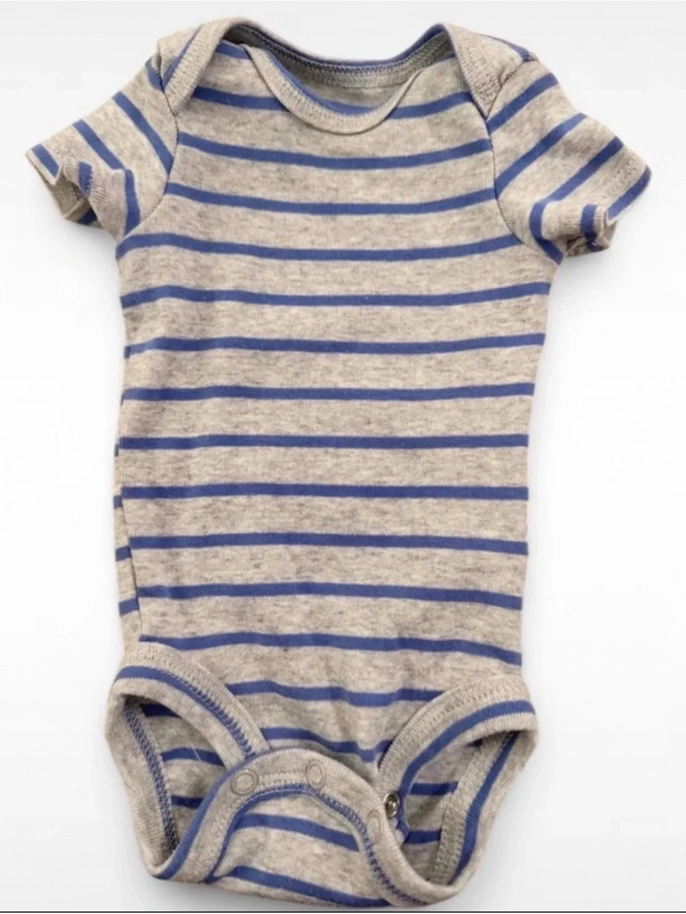 Carter's Gray & Blue Striped Short-Sleeve Baby One-Piece